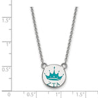 Sterling Silver Rhodium-plated LogoArt Zeta Tau Alpha Sorority Symbol Small Color Enamel Pendant 18 inch Necklace