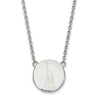 Sterling Silver Rhodium-plated LogoArt Alpha Epsilon Phi Sorority Symbol Large Color Enamel Pendant 18 inch Necklace