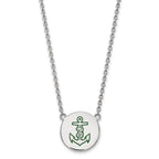 Sterling Silver Rhodium-plated LogoArt Alpha Sigma Tau Sorority Symbol Large Color Enamel Pendant 18 inch Necklace