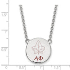 Sterling Silver Rhodium-plated LogoArt Alpha Phi Sorority Symbol Large Color Enamel Pendant 18 inch Necklace