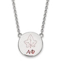 Sterling Silver Rhodium-plated LogoArt Alpha Phi Sorority Symbol Large Color Enamel Pendant 18 inch Necklace