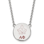 Sterling Silver Rhodium-plated LogoArt Alpha Phi Sorority Symbol Large Color Enamel Pendant 18 inch Necklace