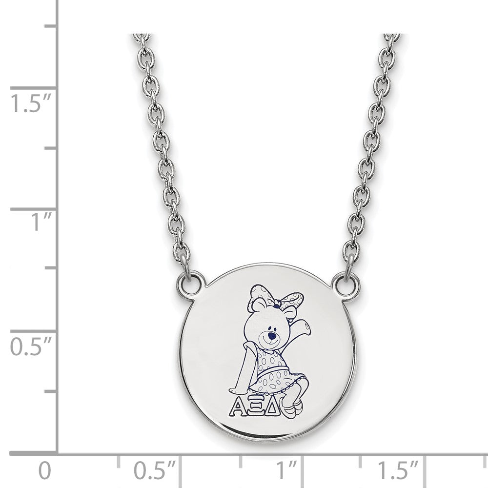 Sterling Silver Rhodium-plated LogoArt Alpha Xi Delta Sorority Symbol Large Color Enamel Pendant 18 inch Necklace