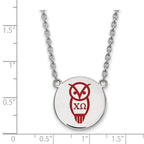 Sterling Silver Rhodium-plated LogoArt Chi Omega Sorority Symbol Large Color Enamel Pendant 18 inch Necklace