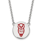 Sterling Silver Rhodium-plated LogoArt Chi Omega Sorority Symbol Large Color Enamel Pendant 18 inch Necklace