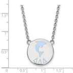 Sterling Silver Rhodium-plated LogoArt Delta Delta Delta Sorority Symbol Large Color Enamel Pendant 18 inch Necklace