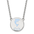 Sterling Silver Rhodium-plated LogoArt Delta Delta Delta Sorority Symbol Large Color Enamel Pendant 18 inch Necklace