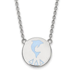 Sterling Silver Rhodium-plated LogoArt Delta Delta Delta Sorority Symbol Large Color Enamel Pendant 18 inch Necklace