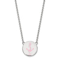 Sterling Silver Rhodium-plated LogoArt Delta Gamma Sorority Symbol Large Color Enamel Pendant 18 inch Necklace