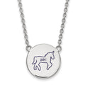 Sterling Silver Rhodium-plated LogoArt Delta Phi Epsilon Sorority Symbol Large Color Enamel Pendant 18 inch Necklace