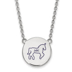 Sterling Silver Rhodium-plated LogoArt Delta Phi Epsilon Sorority Symbol Large Color Enamel Pendant 18 inch Necklace