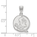 Sterling Silver Rhodium-plated LogoArt Florida State University Seminole Medium Pendant