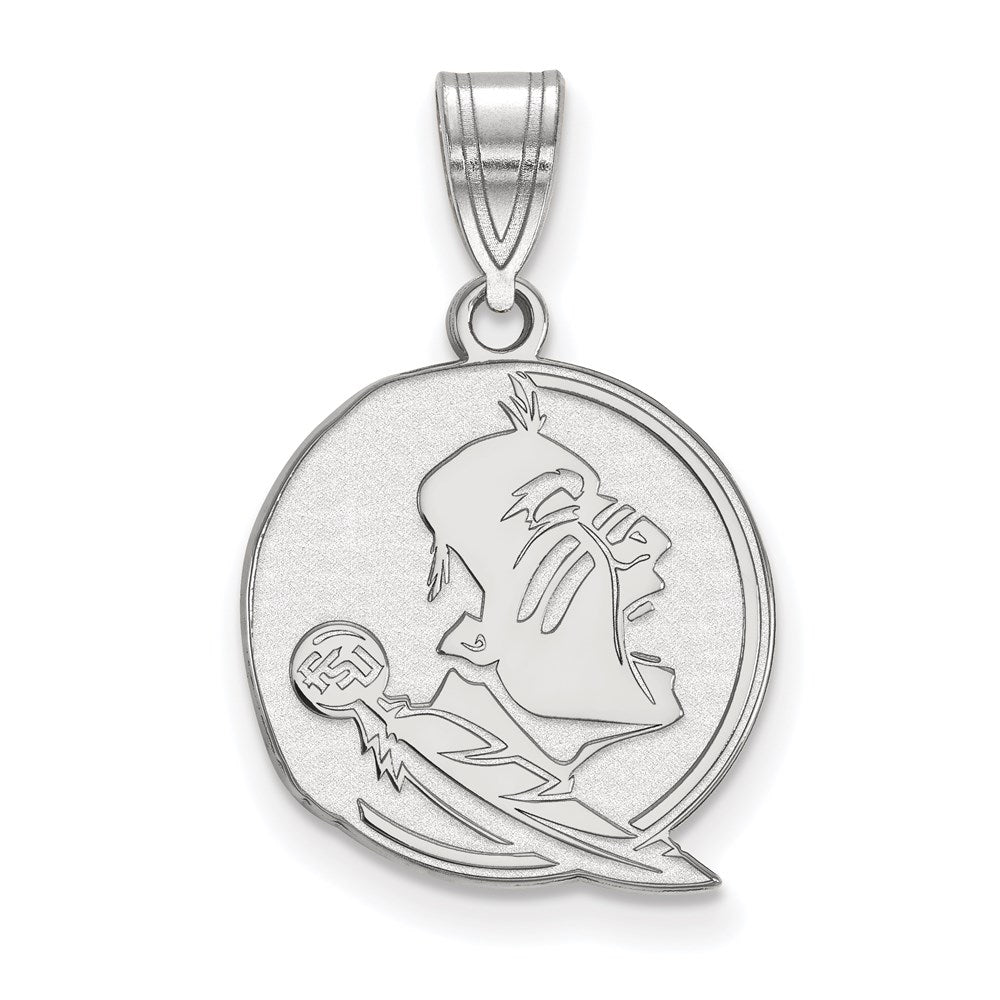 14k White Gold LogoArt Florida State University Seminole Medium Pendant