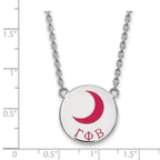 Sterling Silver Rhodium-plated LogoArt Gamma Phi Beta Sorority Symbol Large Color Enamel Pendant 18 inch Necklace