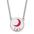 Sterling Silver Rhodium-plated LogoArt Gamma Phi Beta Sorority Symbol Large Color Enamel Pendant 18 inch Necklace