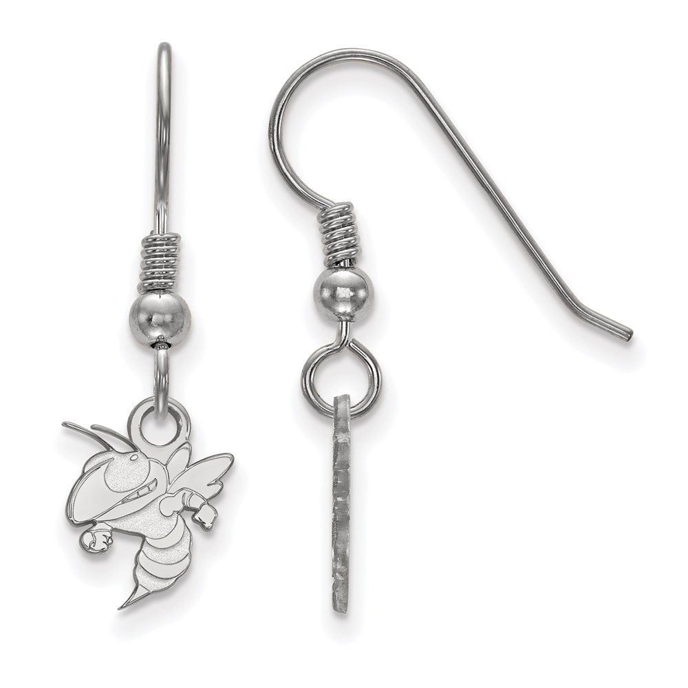 Sterling Silver Rhodium-plated LogoArt Georgia Institute of Technology Yellow Jacket Extra Small Dangle Wire Earrings