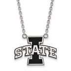 Sterling Silver Rhodium-plated LogoArt Iowa State University Large Enameled Pendant 18 inch Necklace