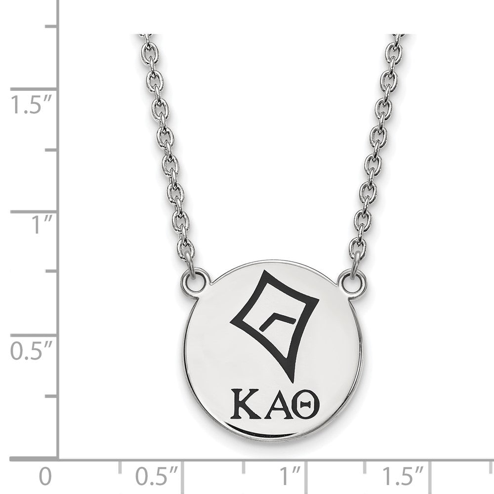 Sterling Silver Rhodium-plated LogoArt Kappa Alpha Theta Sorority Symbol Large Color Enamel Pendant 18 inch Necklace