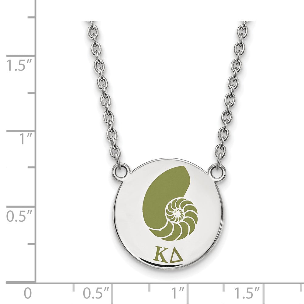 Sterling Silver Rhodium-plated LogoArt Kappa Delta Sorority Symbol Large Color Enamel Pendant 18 inch Necklace