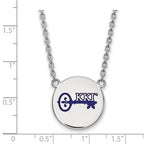 Sterling Silver Rhodium-plated LogoArt Kappa Kappa Gamma Sorority Symbol Large Color Enamel Pendant 18 inch Necklace