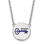 Sterling Silver Rhodium-plated LogoArt Kappa Kappa Gamma Sorority Symbol Large Color Enamel Pendant 18 inch Necklace