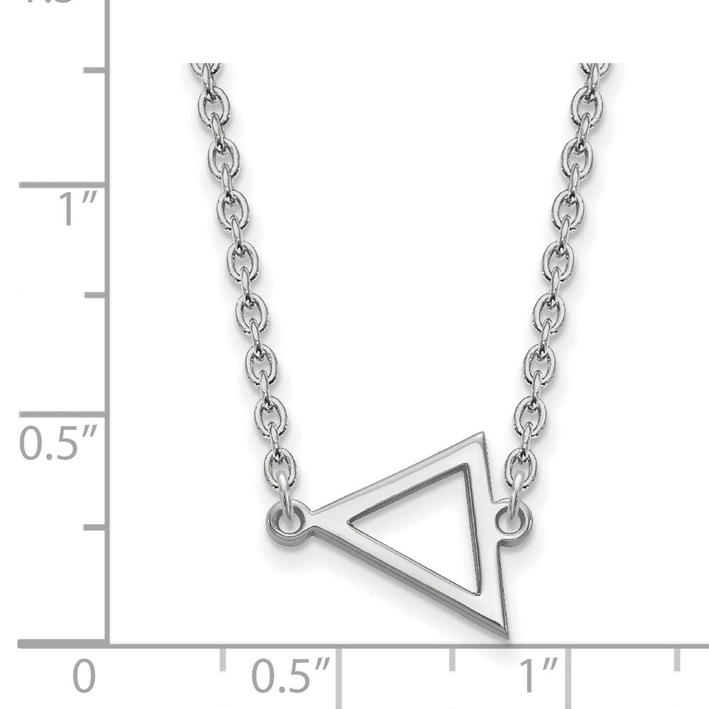 Sterling Silver Rhodium-plated LogoArt Miami University Ohio Small Triangle Pendant 18 inch Necklace