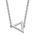 Sterling Silver Rhodium-plated LogoArt Miami University Ohio Small Triangle Pendant 18 inch Necklace