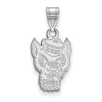 Sterling Silver Rhodium-plated LogoArt North Carolina State University Wolf Medium Pendant
