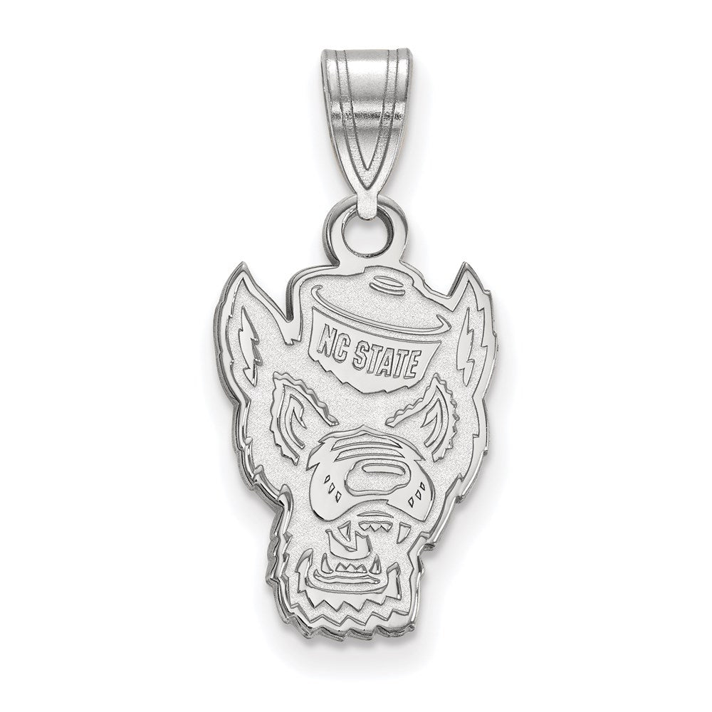 Sterling Silver Rhodium-plated LogoArt North Carolina State University Wolf Medium Pendant