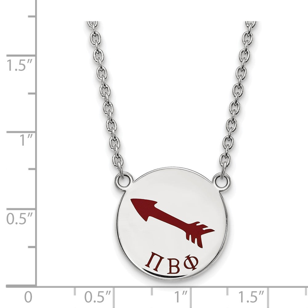 Sterling Silver Rhodium-plated LogoArt Pi Beta Phi Sorority Symbol Large Color Enamel Pendant 18 inch Necklace