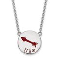 Sterling Silver Rhodium-plated LogoArt Pi Beta Phi Sorority Symbol Large Color Enamel Pendant 18 inch Necklace