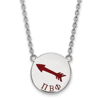 Sterling Silver Rhodium-plated LogoArt Pi Beta Phi Sorority Symbol Large Color Enamel Pendant 18 inch Necklace