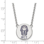 Sterling Silver Rhodium-plated LogoArt Phi Sigma Sigma Sorority Symbol Large Color Enamel Pendant 18 inch Necklace