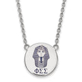 Sterling Silver Rhodium-plated LogoArt Phi Sigma Sigma Sorority Symbol Large Color Enamel Pendant 18 inch Necklace