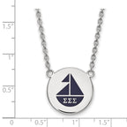 Sterling Silver Rhodium-plated LogoArt Sigma Sigma Sigma Sorority Symbol Large Color Enamel Pendant 18 inch Necklace
