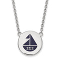 Sterling Silver Rhodium-plated LogoArt Sigma Sigma Sigma Sorority Symbol Large Color Enamel Pendant 18 inch Necklace