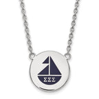 Sterling Silver Rhodium-plated LogoArt Sigma Sigma Sigma Sorority Symbol Large Color Enamel Pendant 18 inch Necklace