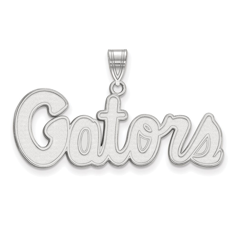 Sterling Silver Rhodium-plated LogoArt University of Florida Gators Script Medium Pendant