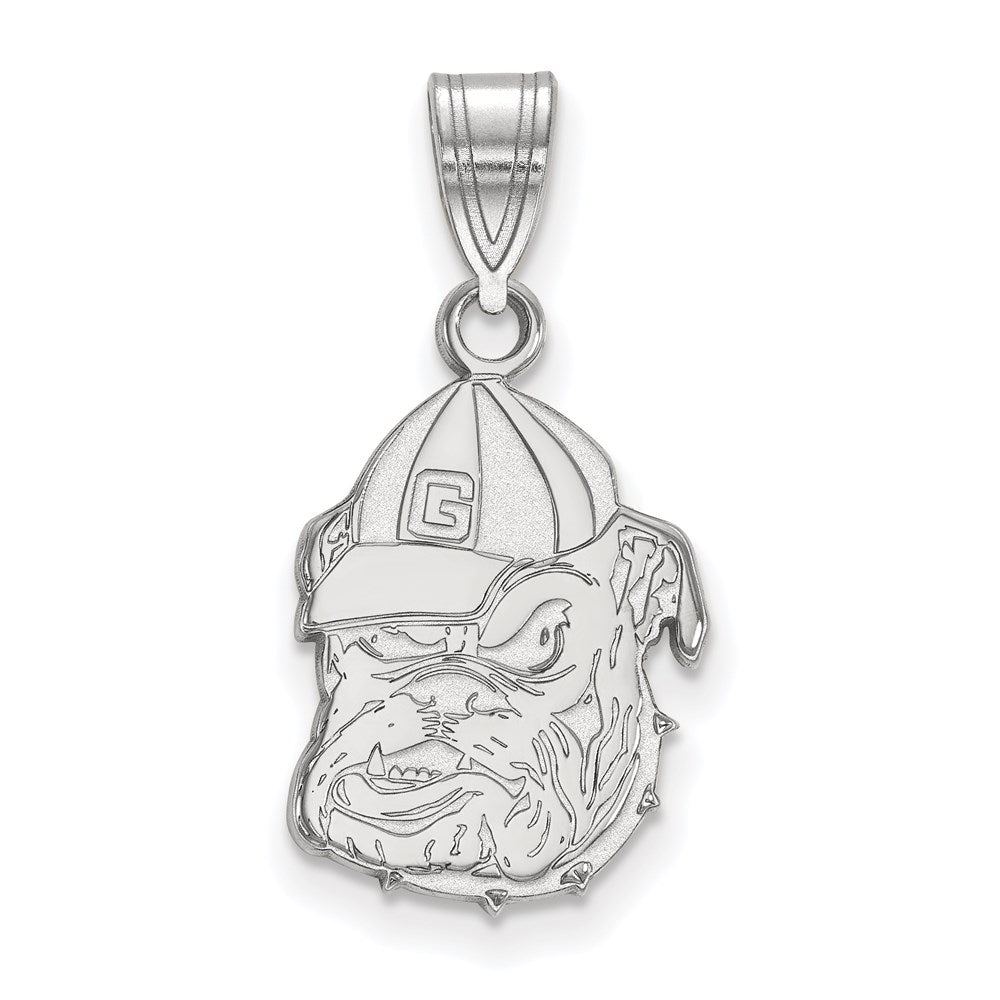 14k White Gold LogoArt University of Georgia Bulldog Medium Pendant