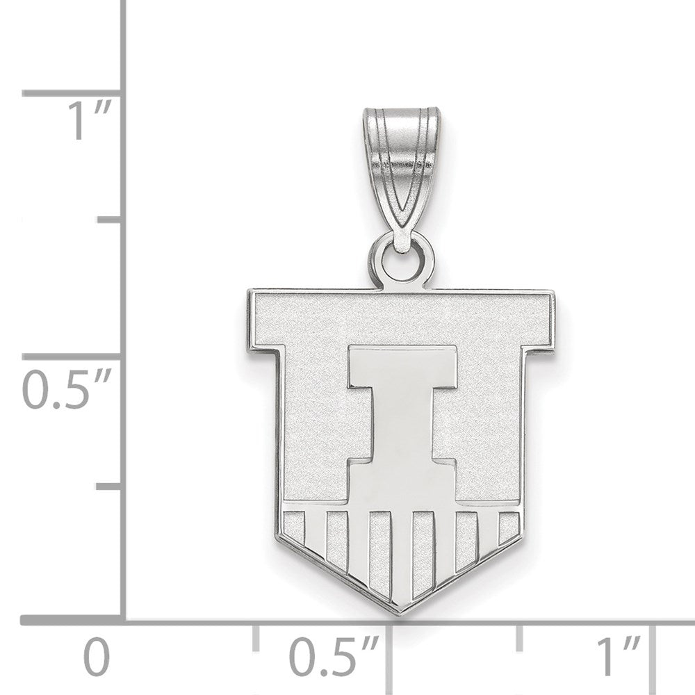 14k White Gold LogoArt University of Illinois Victory Badge Medium Pendant
