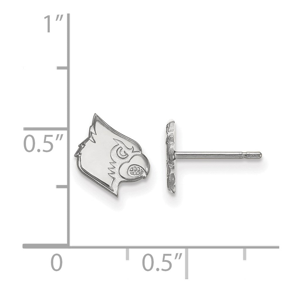 Sterling Silver Rhodium-plated LogoArt University of Louisville Cardinal Extra Small Post Earrings