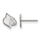 Sterling Silver Rhodium-plated LogoArt University of Louisville Cardinal Extra Small Post Earrings