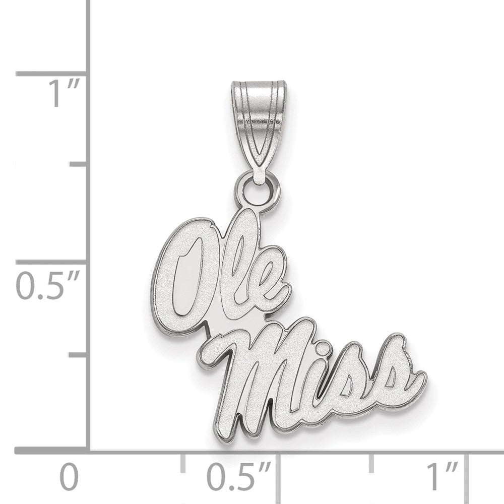 Sterling Silver Rhodium-plated LogoArt University of Mississippi Ole Miss Medium Pendant