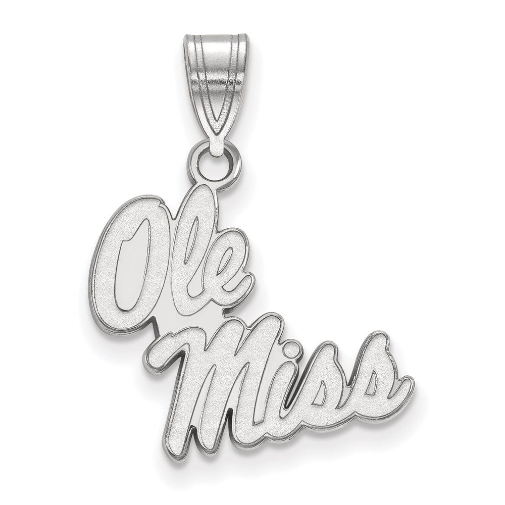 Sterling Silver Rhodium-plated LogoArt University of Mississippi Ole Miss Medium Pendant