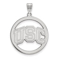 Sterling Silver Rhodium-plated University of Southern California U-S-C Large Circle Pendant