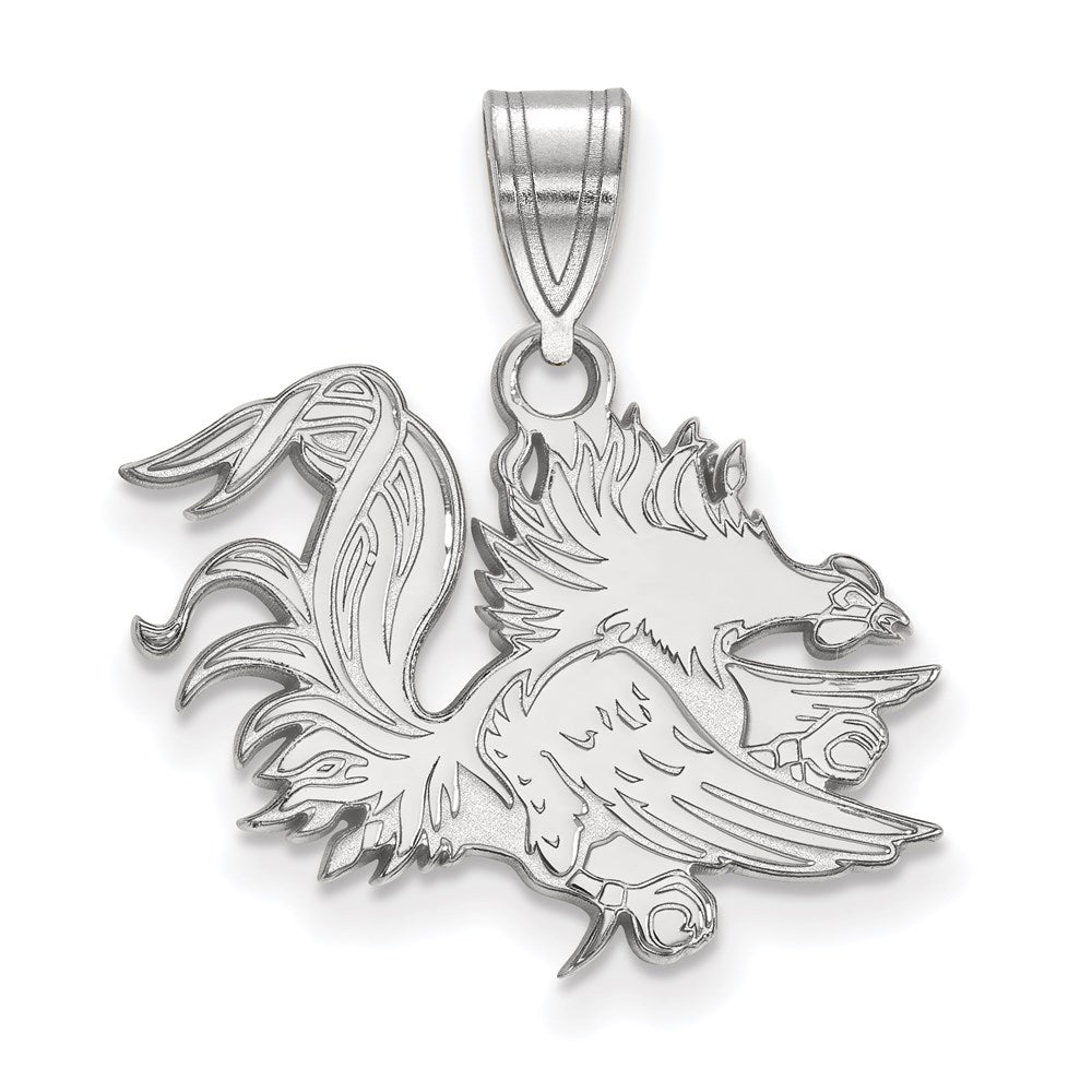 10k White Gold LogoArt University of South Carolina Gamecock Medium Pendant