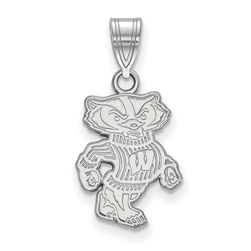 Sterling Silver Rhodium-plated LogoArt University of Wisconsin Badger Medium Pendant