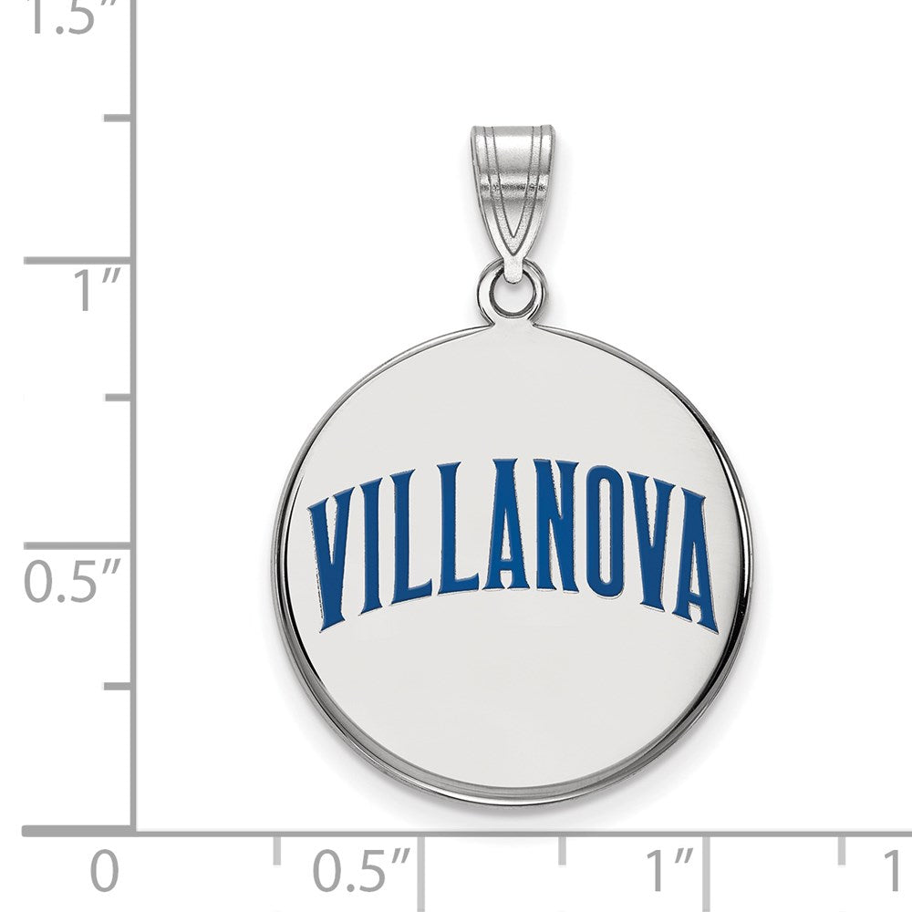 Sterling Silver Rhodium-plated LogoArt Villanova University Large Enameled Disc Pendant
