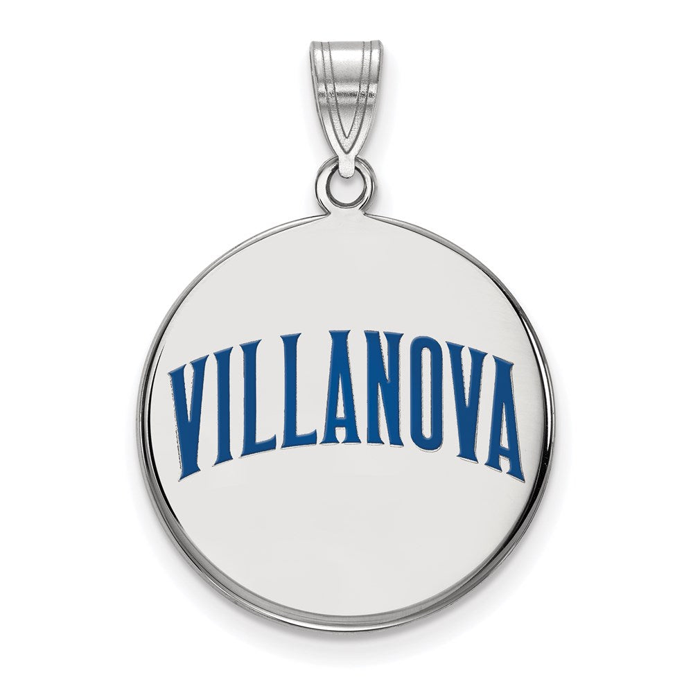 Sterling Silver Rhodium-plated LogoArt Villanova University Large Enameled Disc Pendant