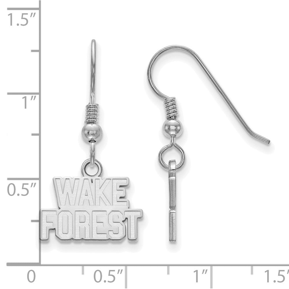Sterling Silver Rhodium-plated LogoArt Wake Forest University W-F Extra Small Dangle Wire Earrings